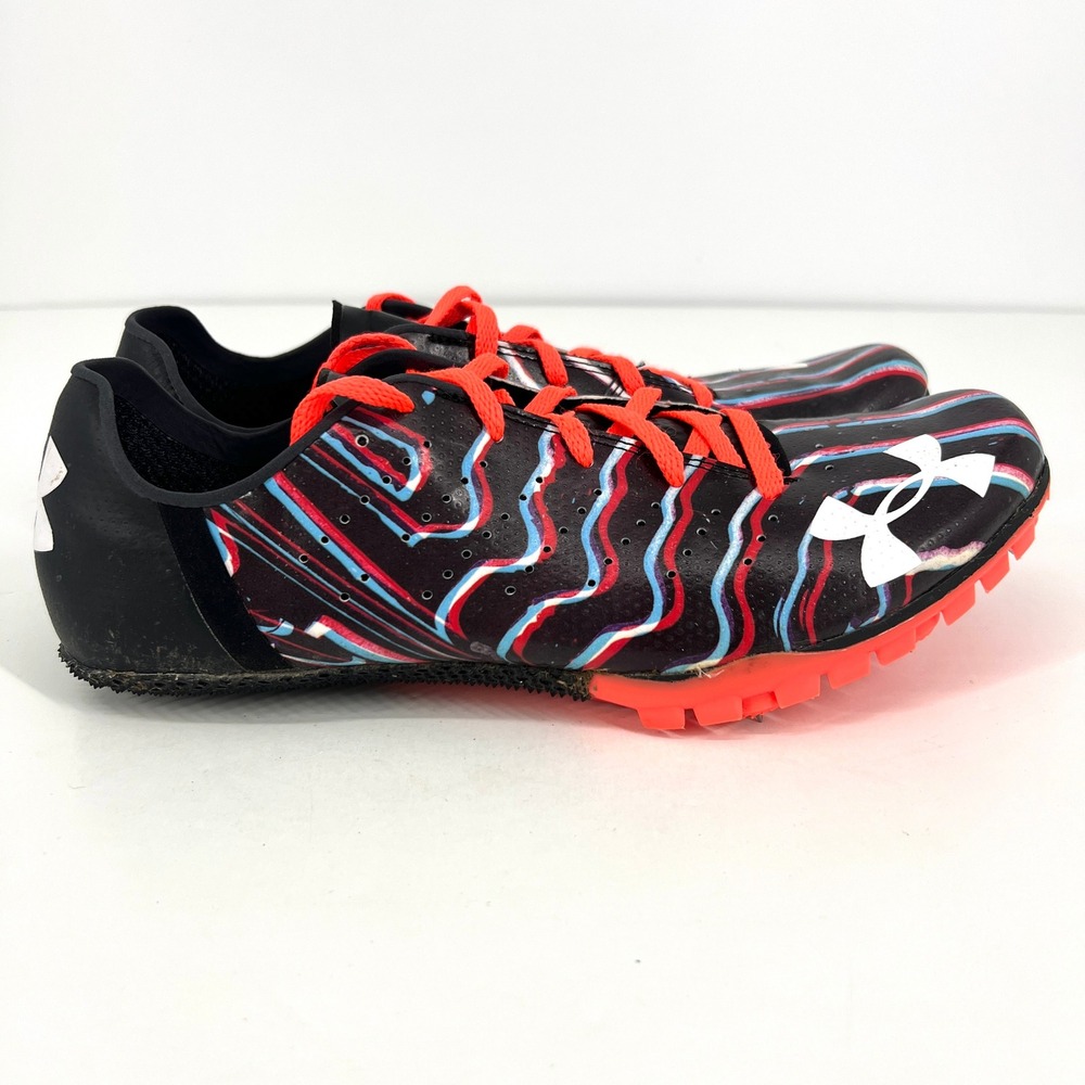 Under Armour Kick Sprint Track Spikes Mens 9.5 Black Red Blue 3020350-001 Racing